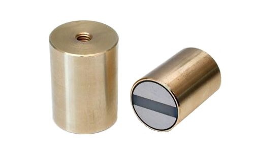 Hengeres pot mágnes h6 mérettűréssel és belső menettel (bronz tartó), SmCo5